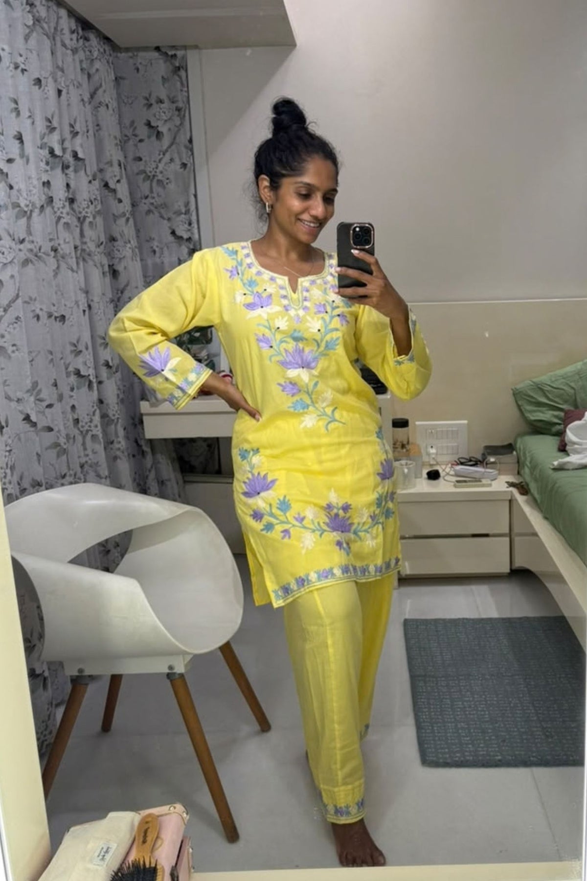 Jamie Lever In Eshal Yellow Kashmiri Kurta And Farshi Set