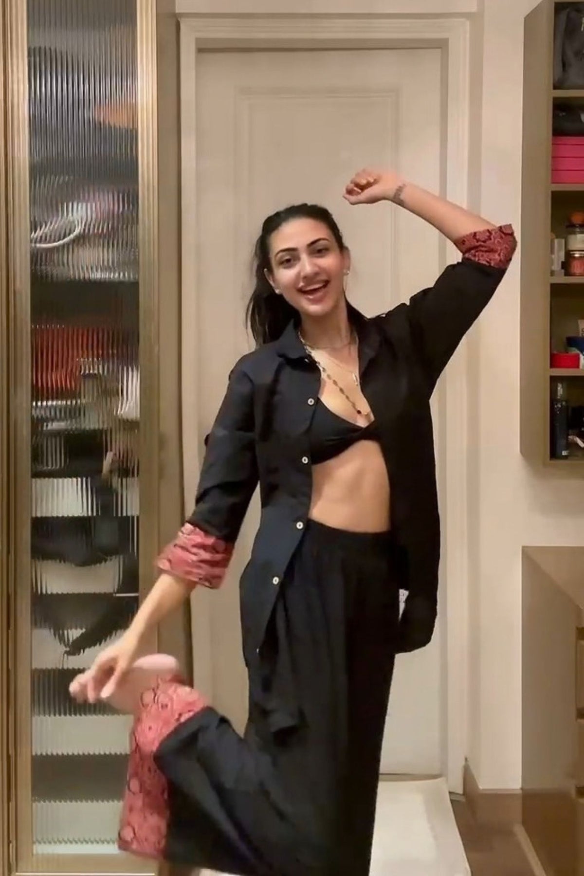 Neelam Upadhyaya In Abir Black Ajrakh Kurta Shirt Coord Set