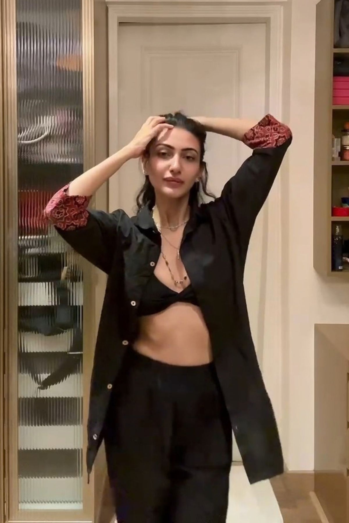 Neelam Upadhyaya In Abir Black Ajrakh Kurta Shirt Coord Set