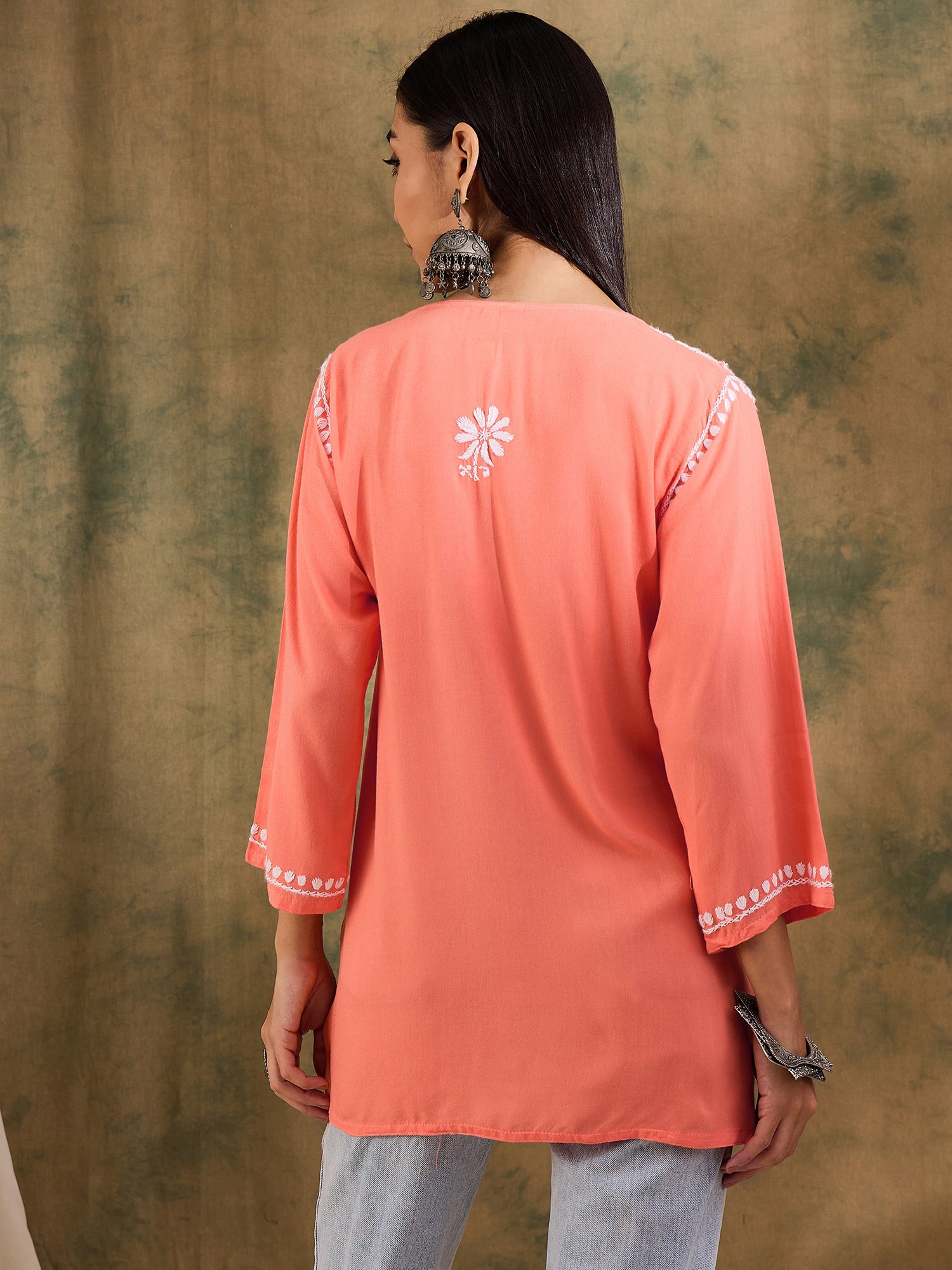 Jenna_Orange_Chikankari_Short_Kurta_shop_Namastay