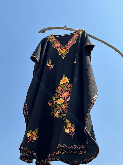 Ink Black Kashmiri Short Kaftan