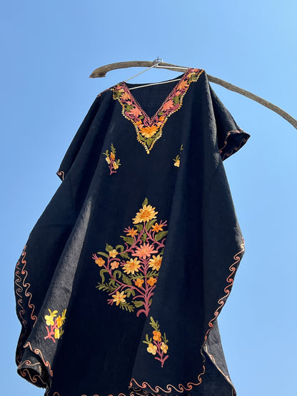 Ink Black Kashmiri Short Kaftan