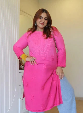 Pink_chikankari_Kurti