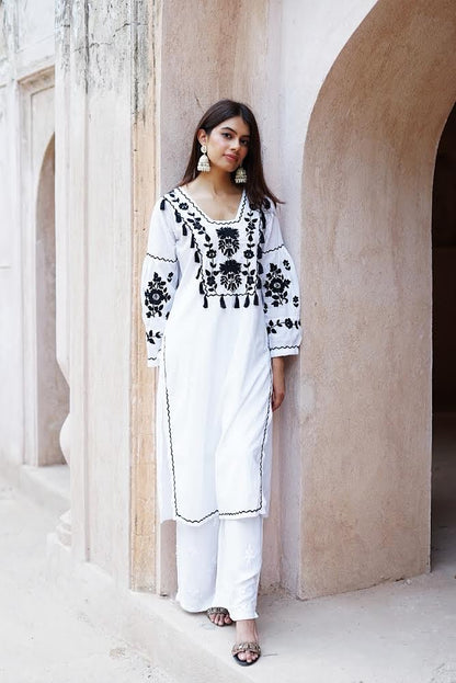 Aisha Chikankari Tassel Straight Kurta