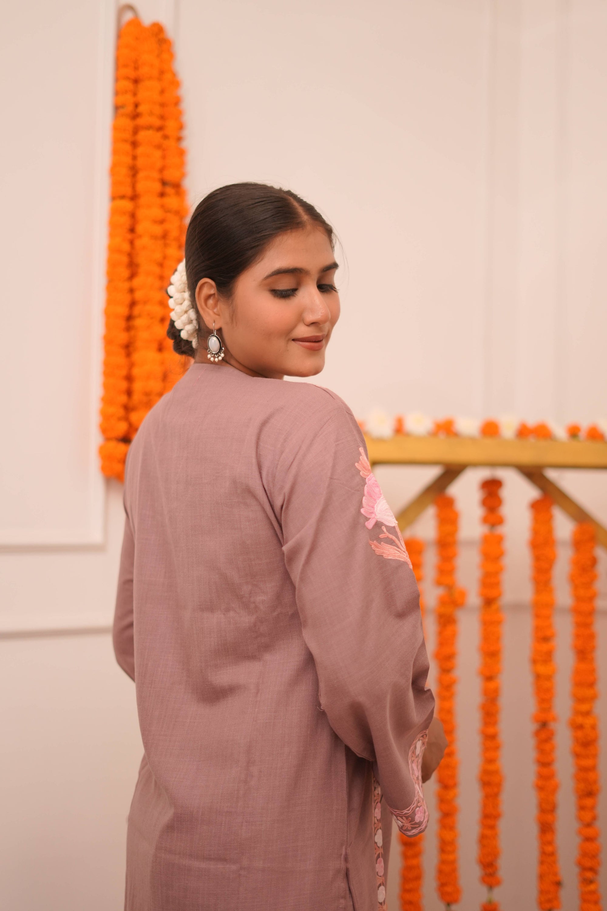 Noor Chai Pink Cotton Kashmiri Kurta and Pants Set