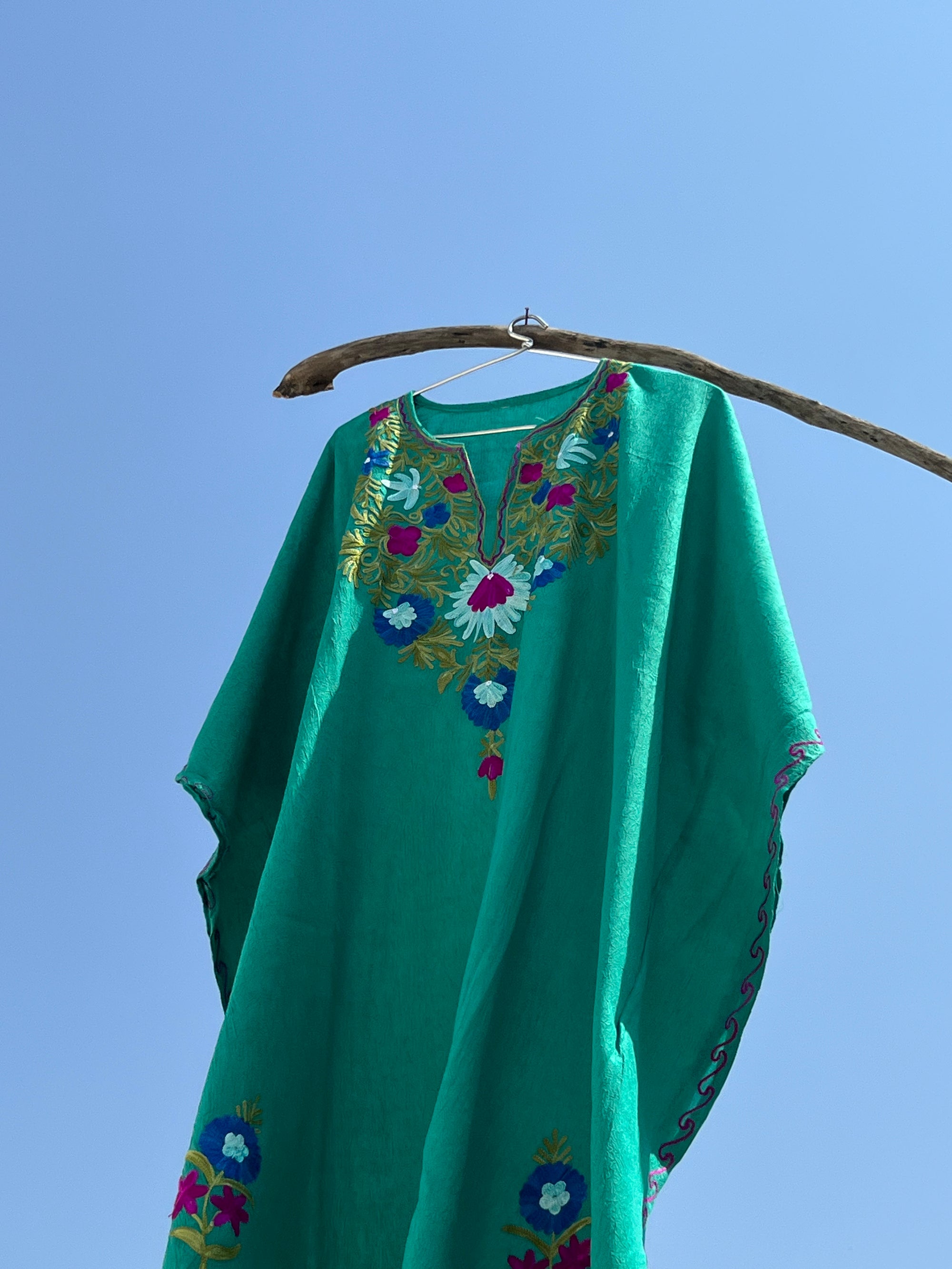 Fern_Green_Kashmiri_Short_Cotton_Kaftan_shop_Namastay