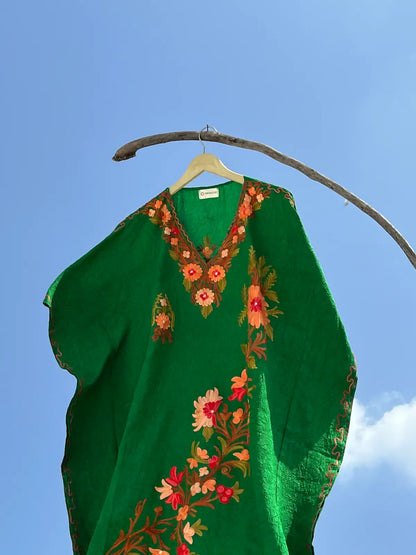 Forest Green Kashmiri Short Kaftan