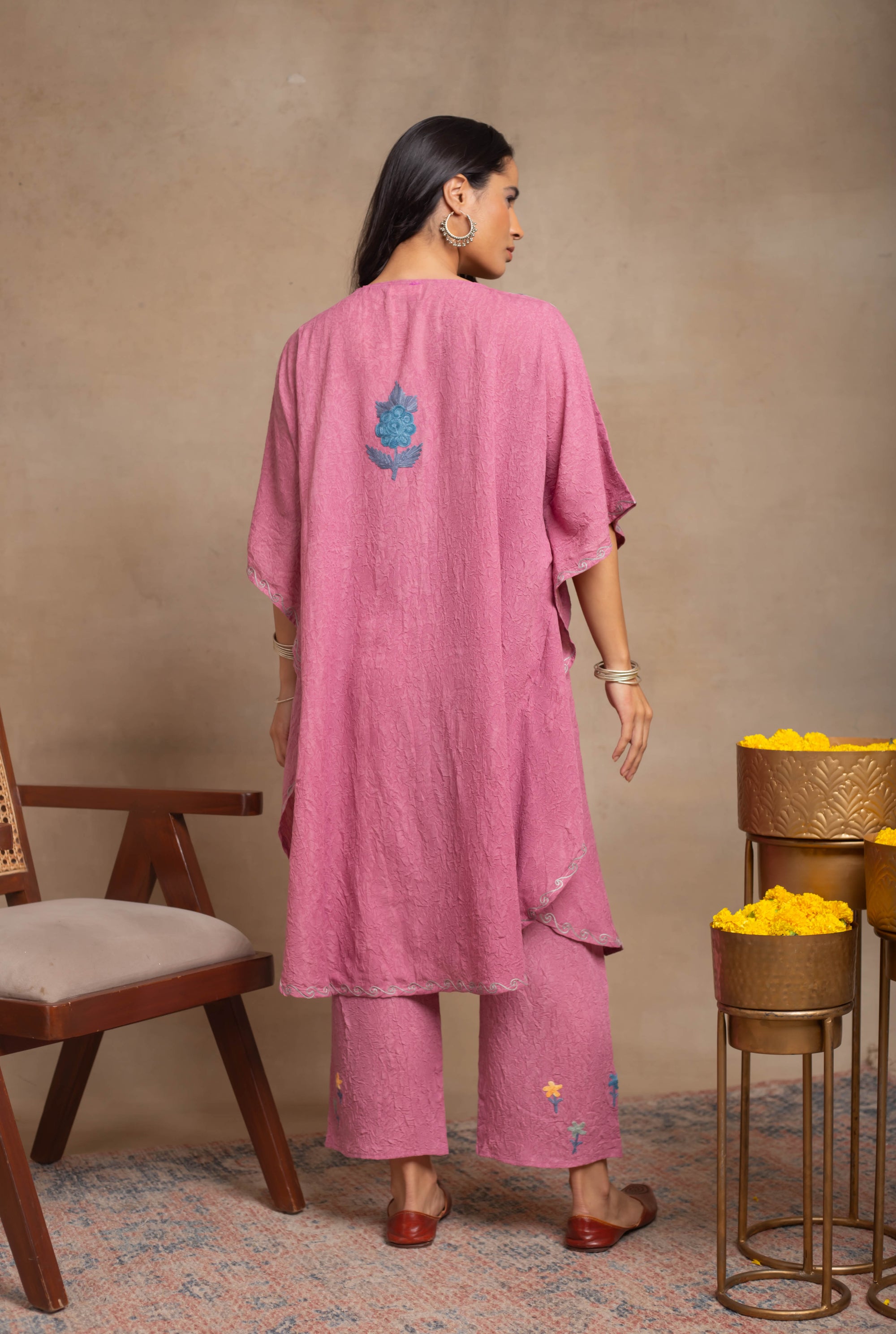Rida_Blush_Pink_Kashmiri_Cotton_Kaftan_Coord_Set_shop_Namastay