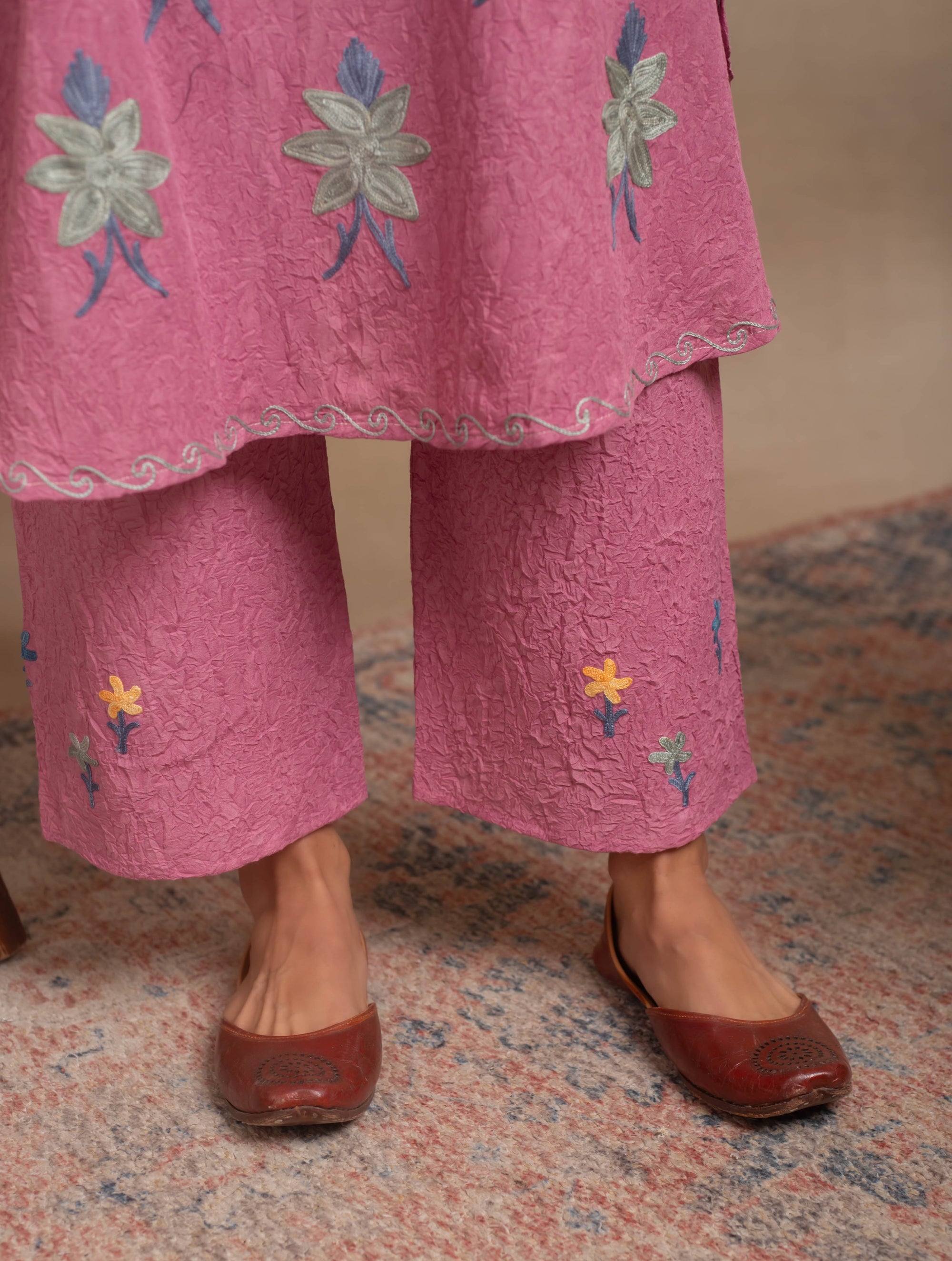 Rida_Blush_Pink_Kashmiri_Cotton_Kaftan_Coord_Set_shop_Namastay