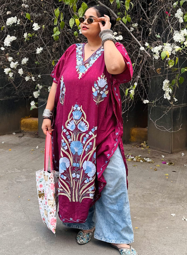 Mademoiselle Magenta Kashmiri Summer Long Cotton Kaftan
