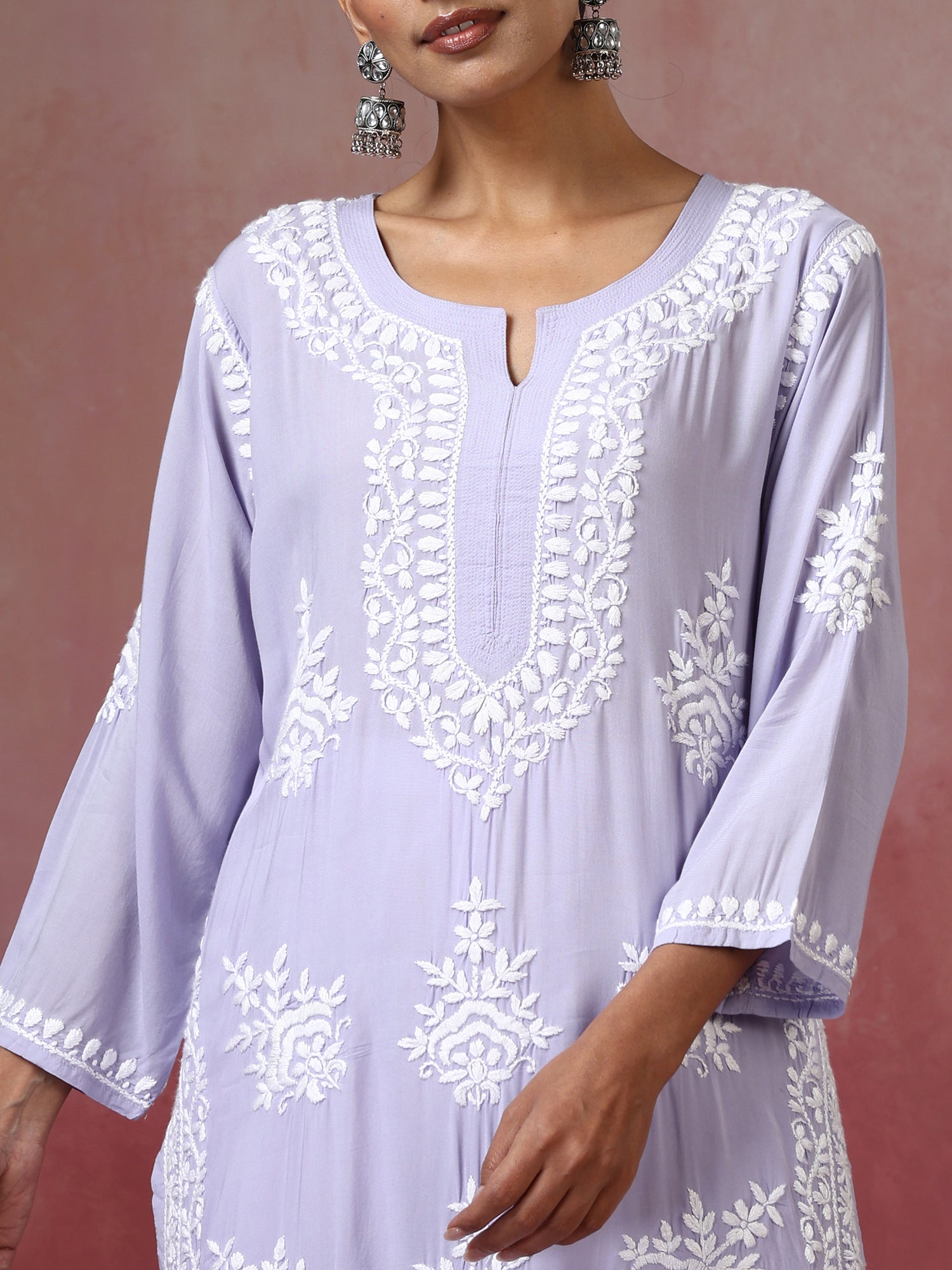 Leila_Lilac_Modal_Chikankari_Straight_Cotton_Kurta_shop_Namastay