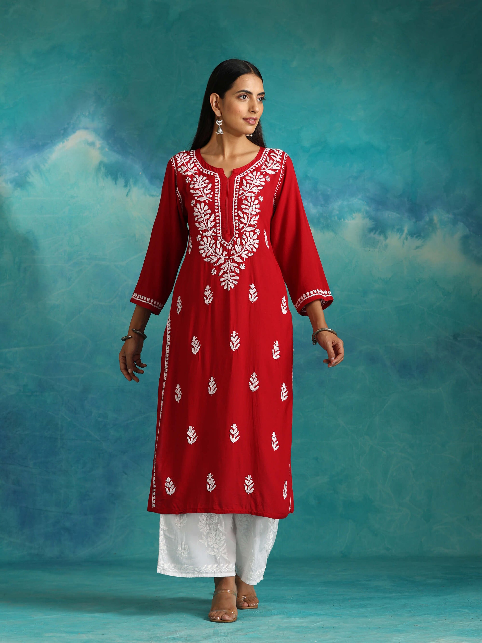 Naaz_Maroon_Chikankari_Kurta_shop_Namastay