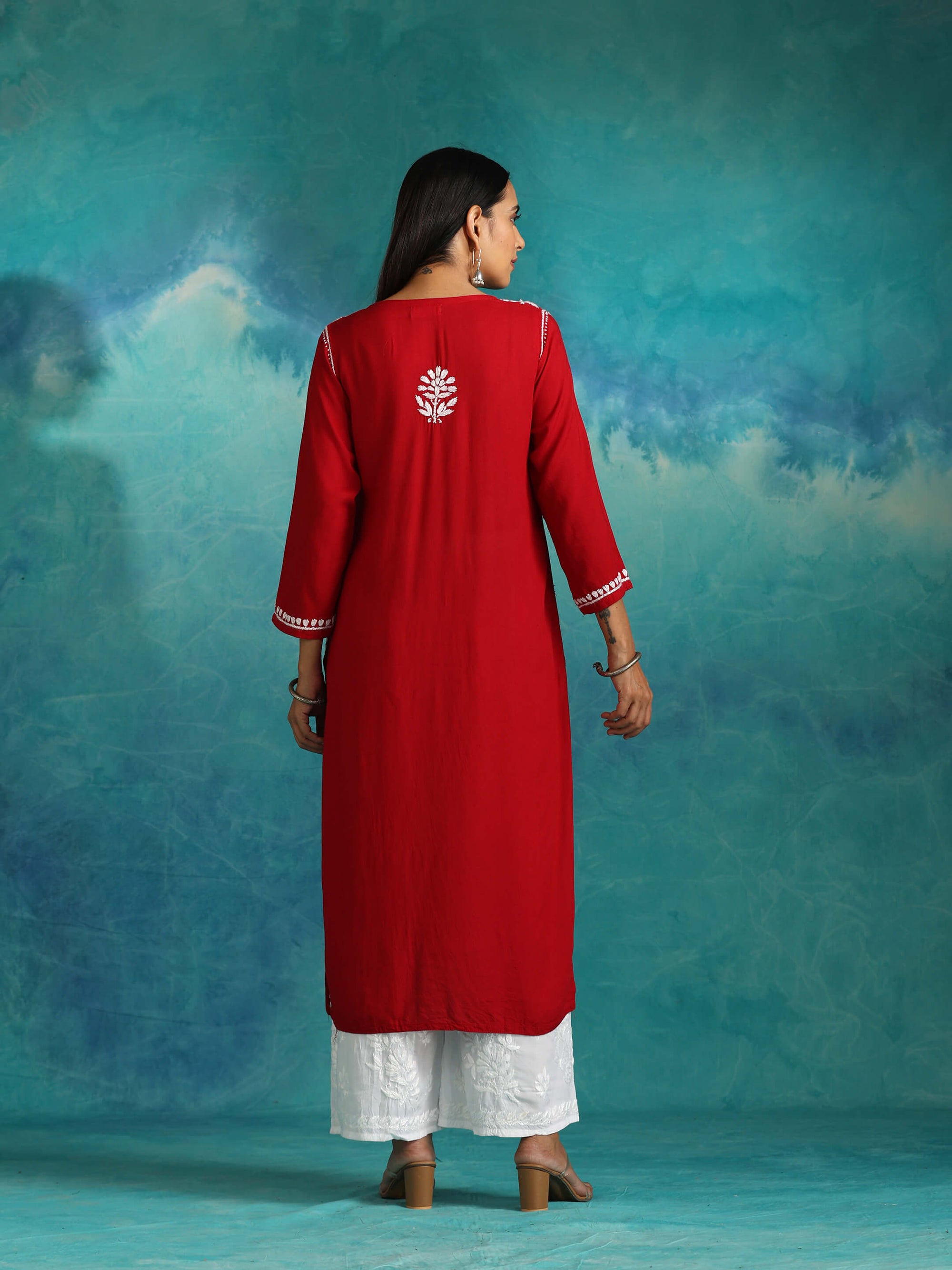 Naaz_Maroon_Chikankari_Kurta_shop_Namastay