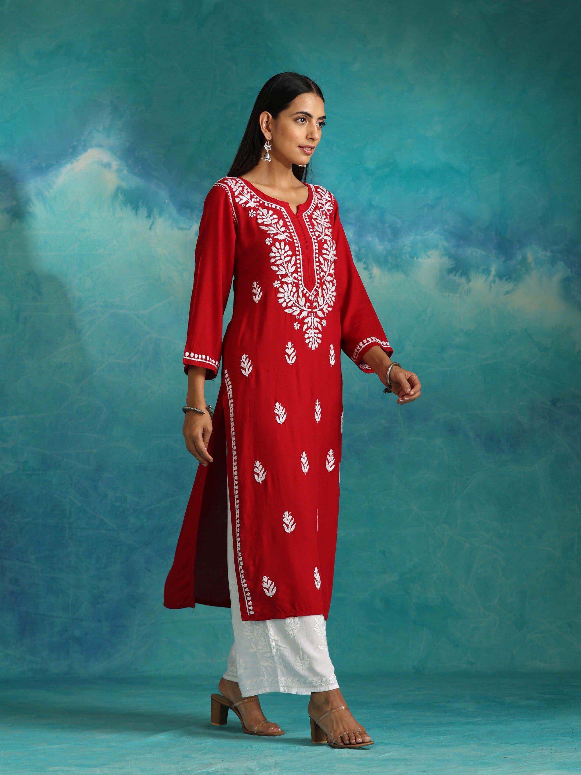 Naaz_Maroon_Chikankari_Kurta_shop_Namastay