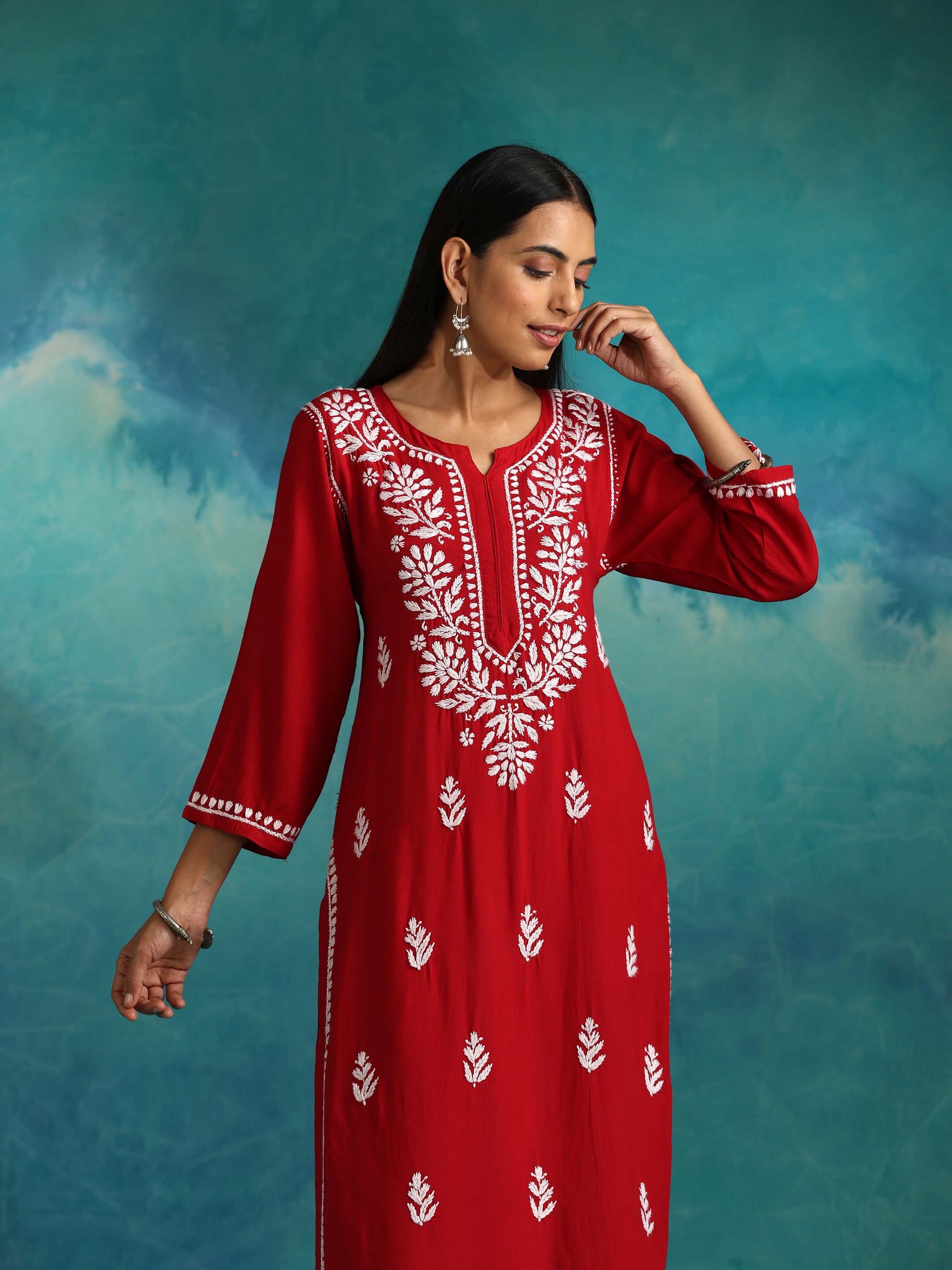 Naaz_Maroon_Chikankari_Kurta_shop_Namastay