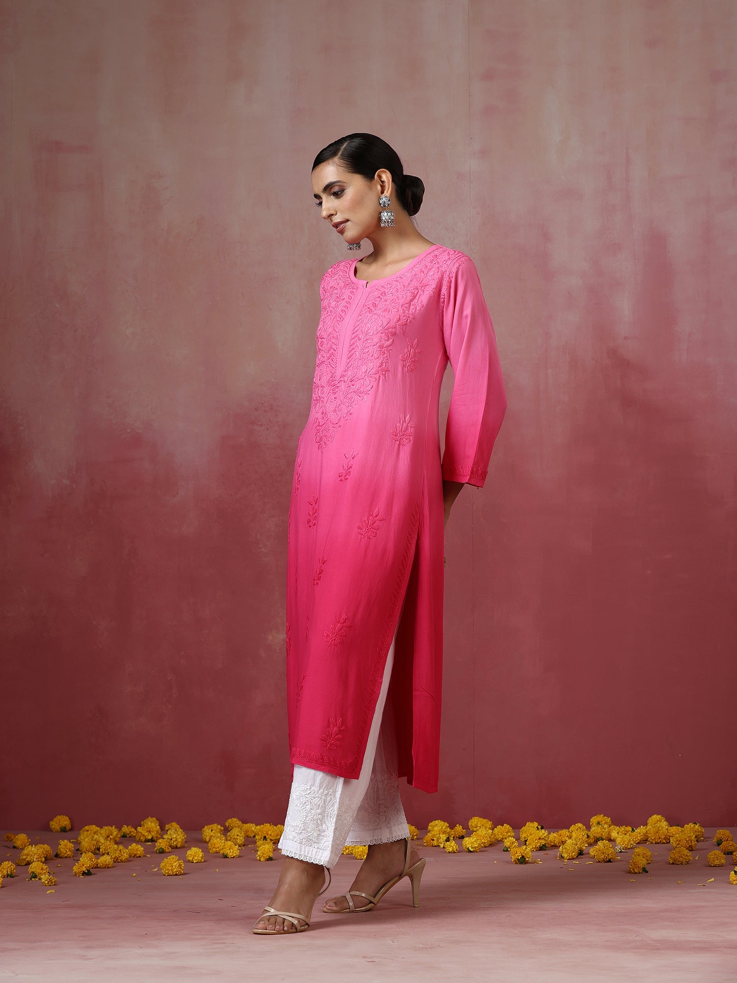 Nadia_Pink_Ombre_Chikankari_Straight_Kurta_shop_Namastay