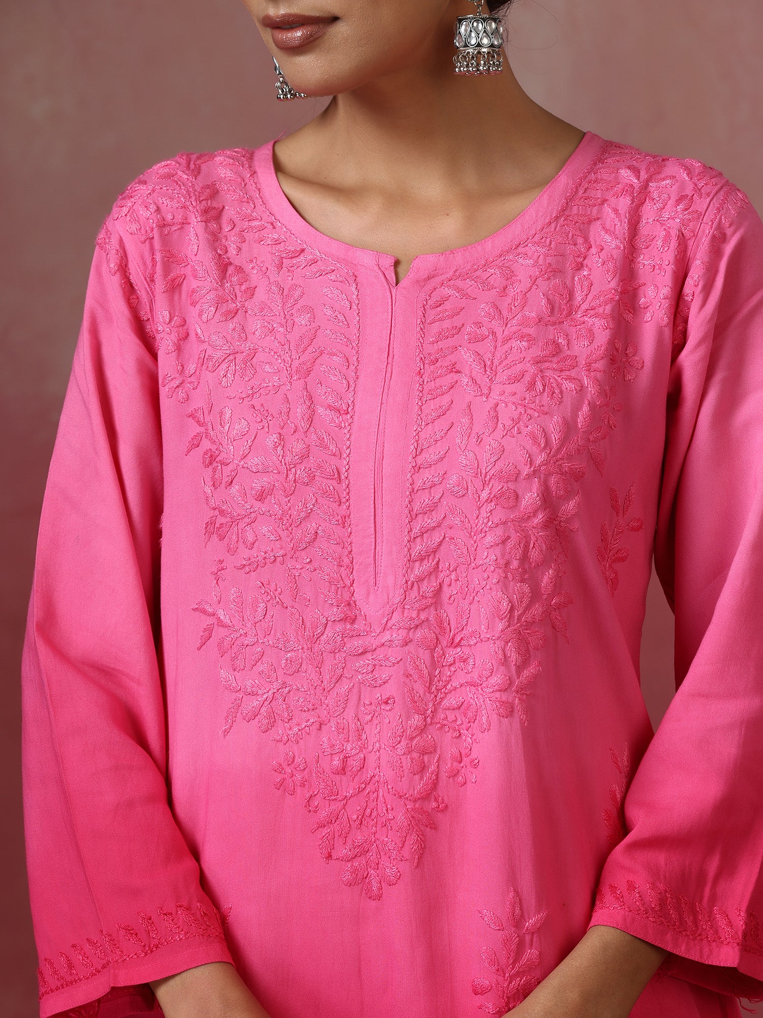 Nadia_Pink_Ombre_Chikankari_Straight_Kurta_shop_Namastay