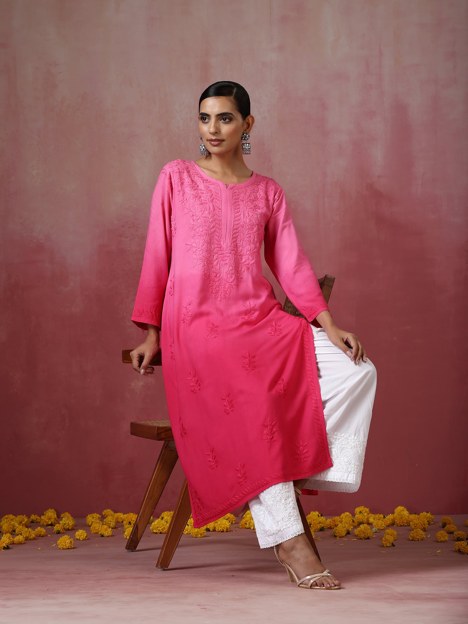Nadia_Pink_Ombre_Chikankari_Straight_Kurta_shop_Namastay