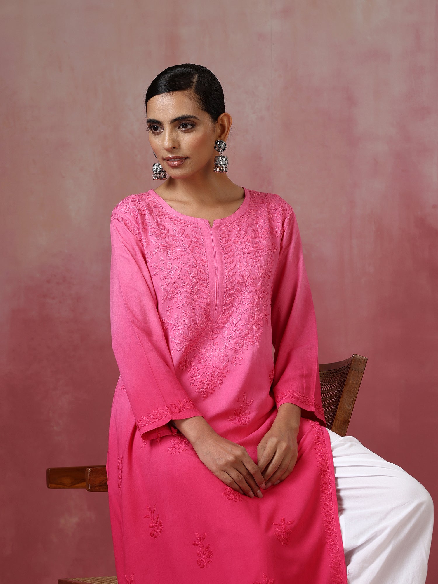 Nadia_Pink_Ombre_Chikankari_Straight_Kurta_shop_Namastay