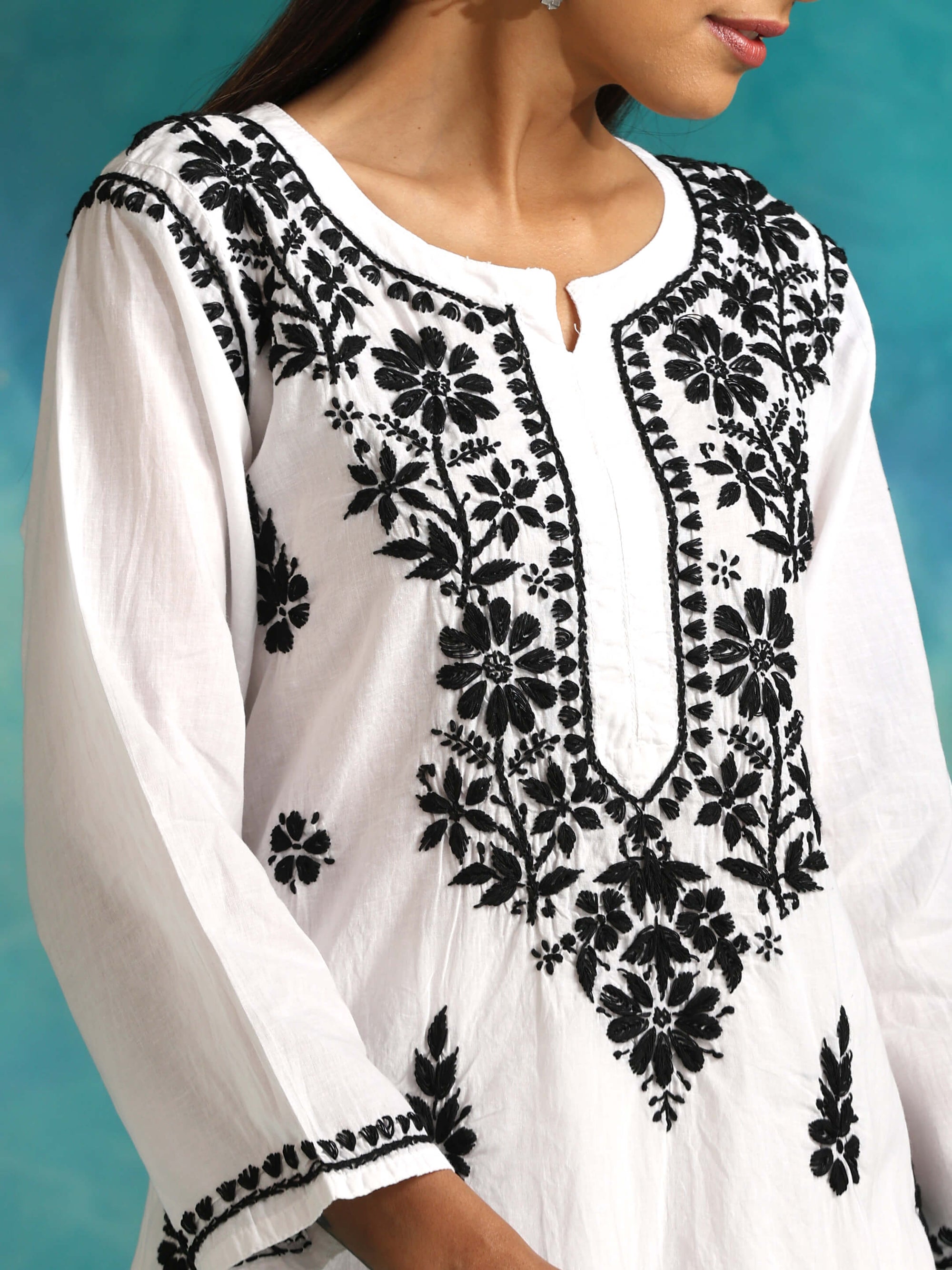 Nasima_White_Chikankari_Cotton_Kurta_shop_Namastay