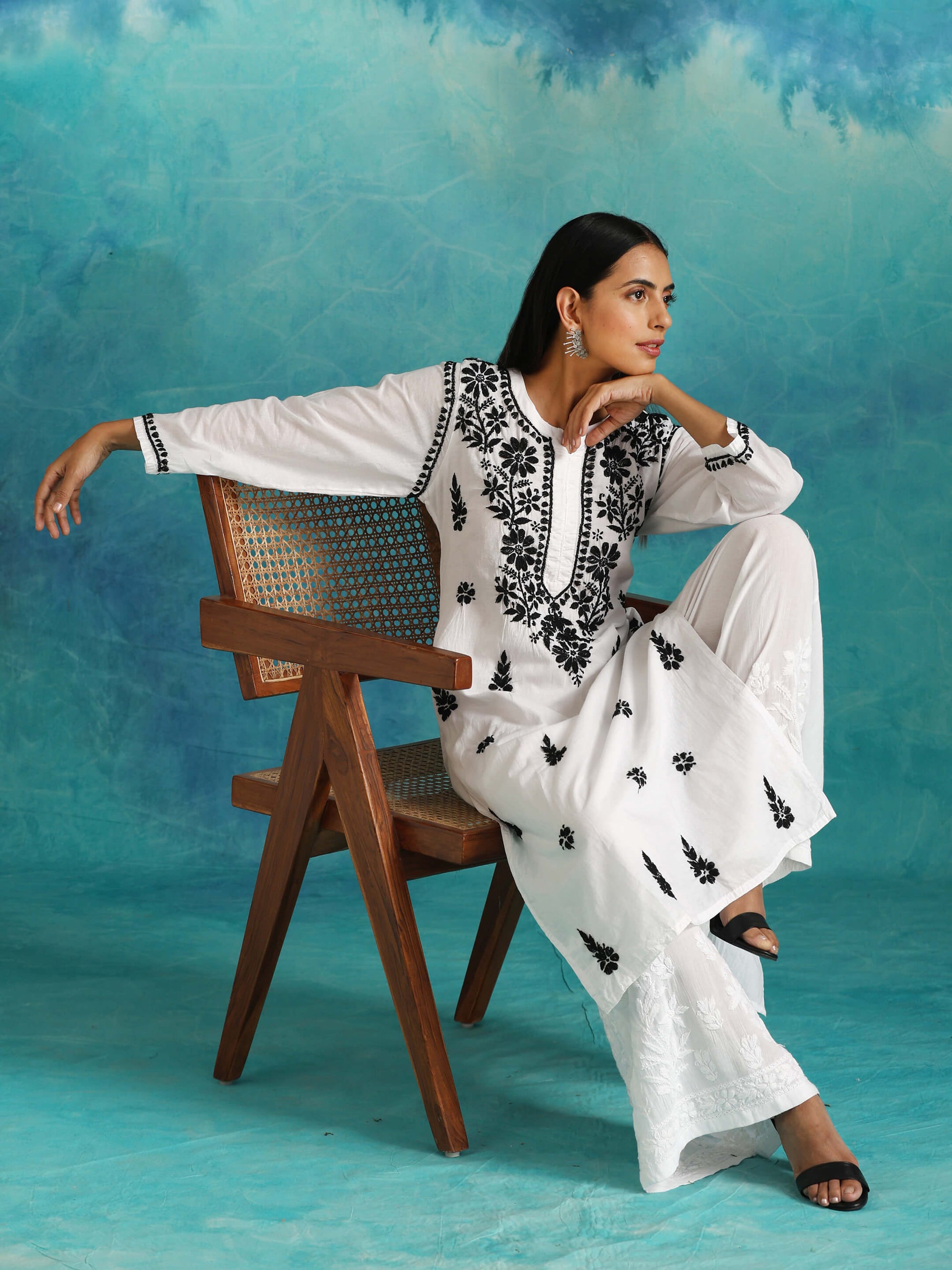 Nasima White Chikankari Cotton Kurta
