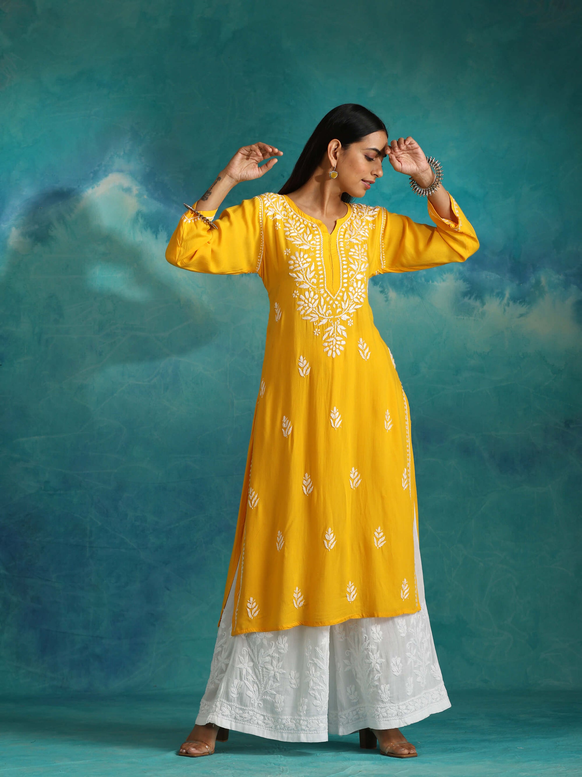 Nisa_Mango_Yellow_Chikankari_Kurta_shop_Namastay