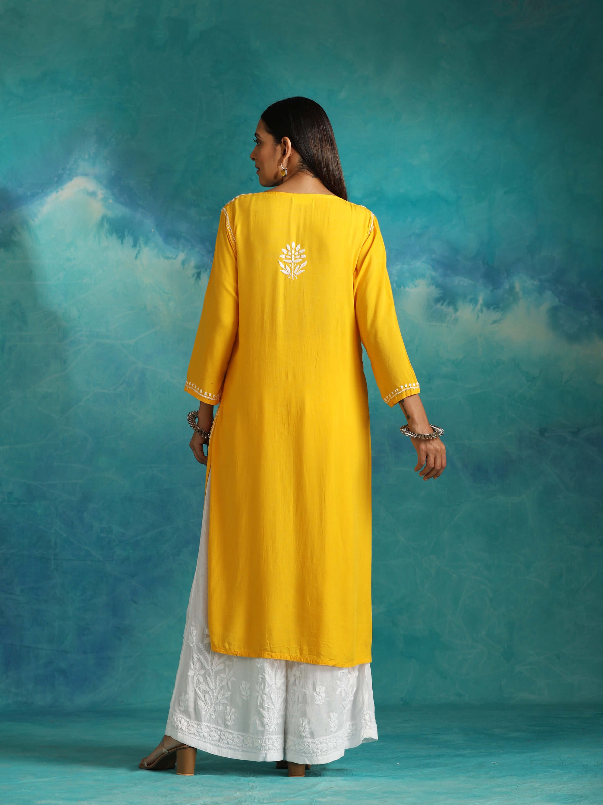 Nisa_Mango_Yellow_Chikankari_Kurta_shop_Namastay
