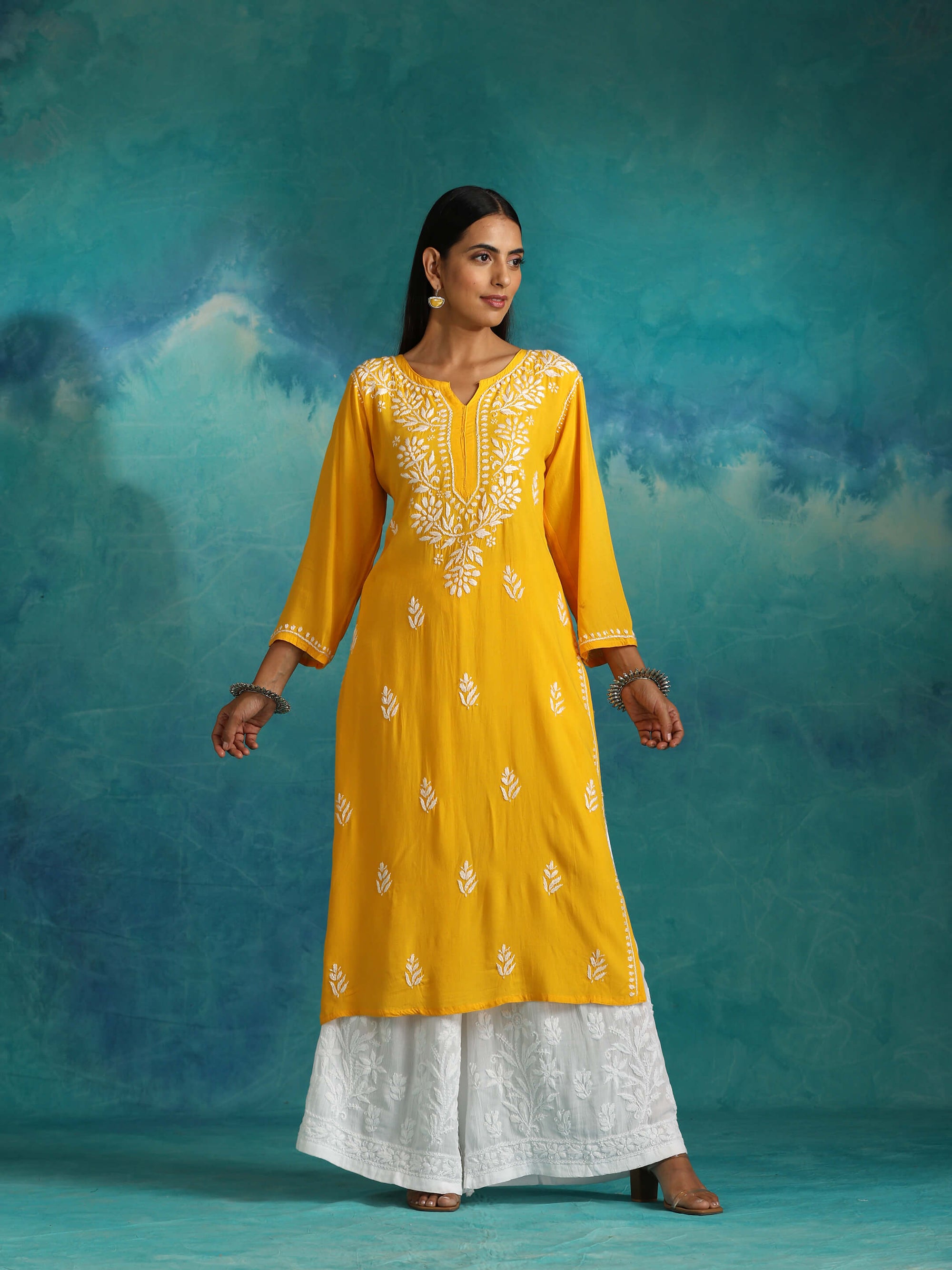 Nisa_Mango_Yellow_Chikankari_Kurta_shop_Namastay