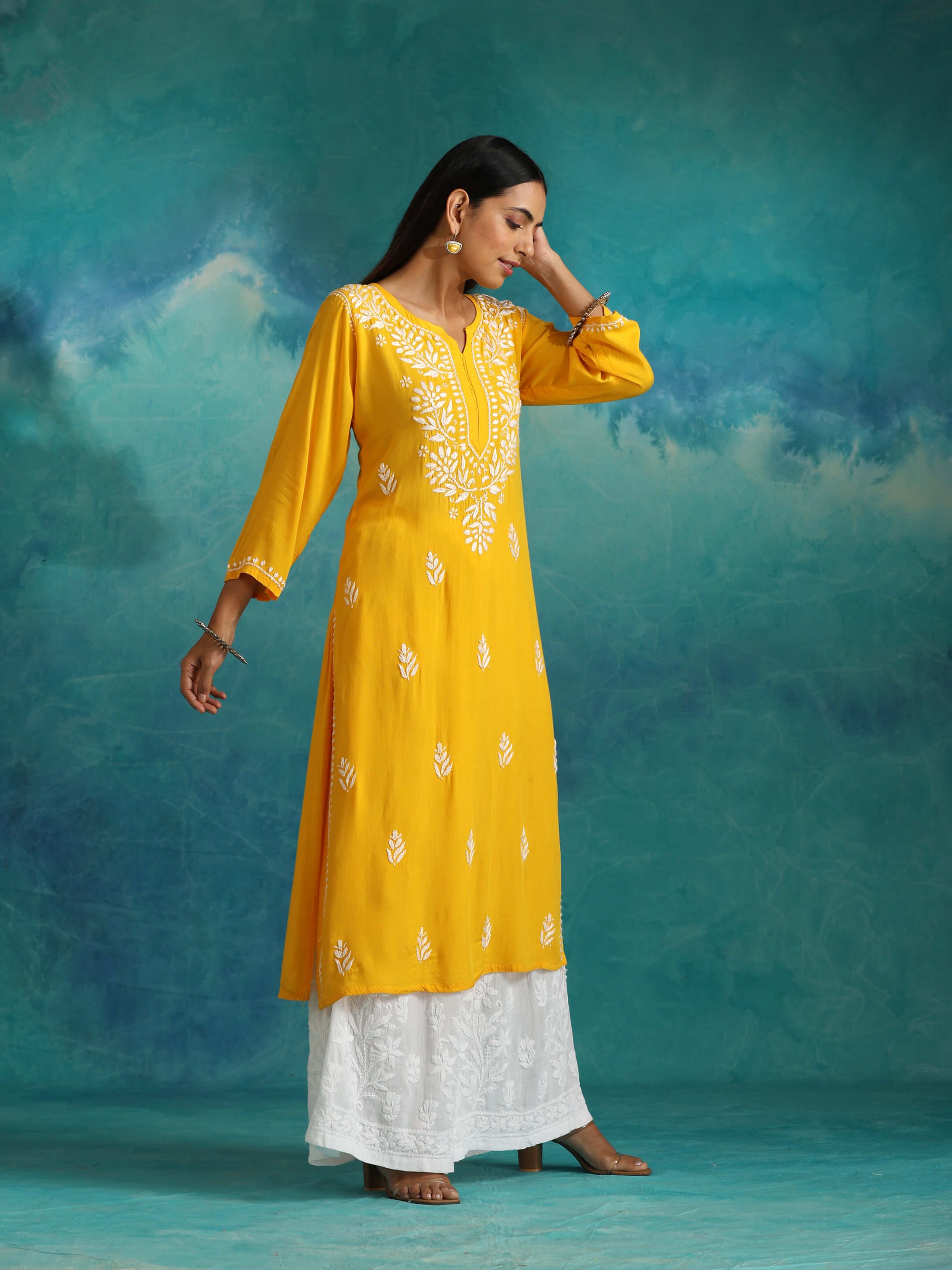Nisa_Mango_Yellow_Chikankari_Kurta_shop_Namastay