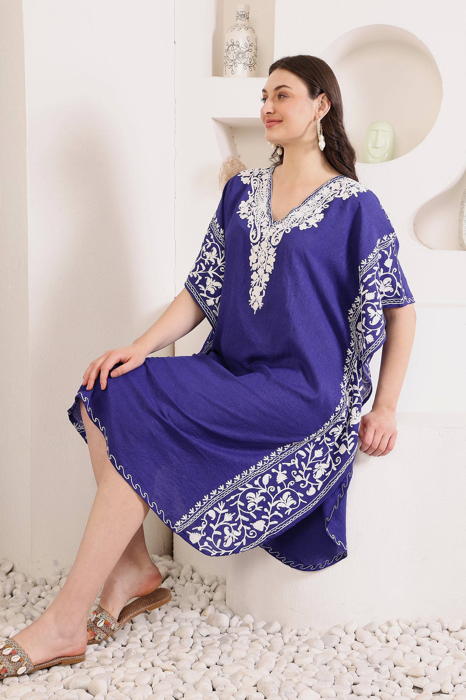 Deep_Blue_Kashmiri_Cotton_Kaftan_Dress_shop_Namastay