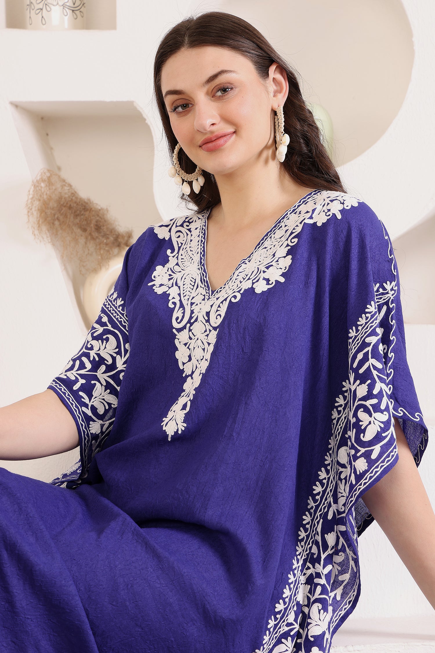 Deep_Blue_Kashmiri_Cotton_Kaftan_Dress_shop_Namastay