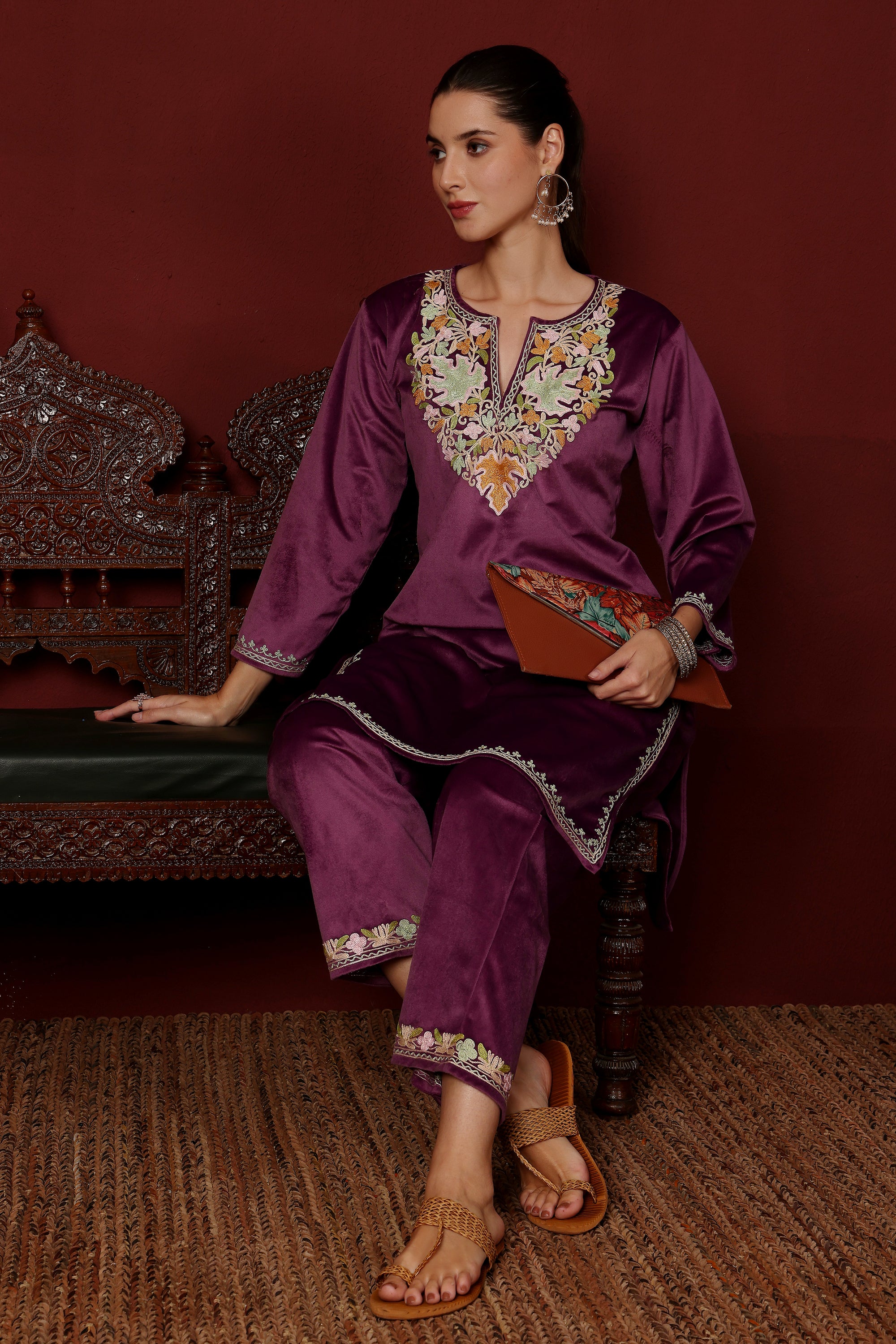 Aliza_Kashmiri_Embroidered_Purple_Velvet_Coord_Kurta_Set_shop_Namastay