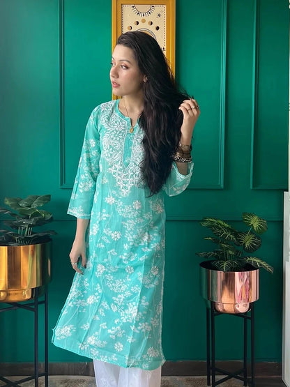Adah Mul Hand Embroidered Kurta