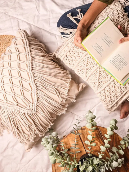 ashwem fringe macrame cushion cover 1