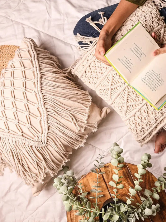 ashwem fringe macrame cushion cover 1