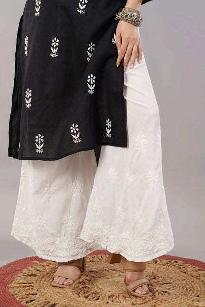 black chikankari kurta with chikankari palazzo 1