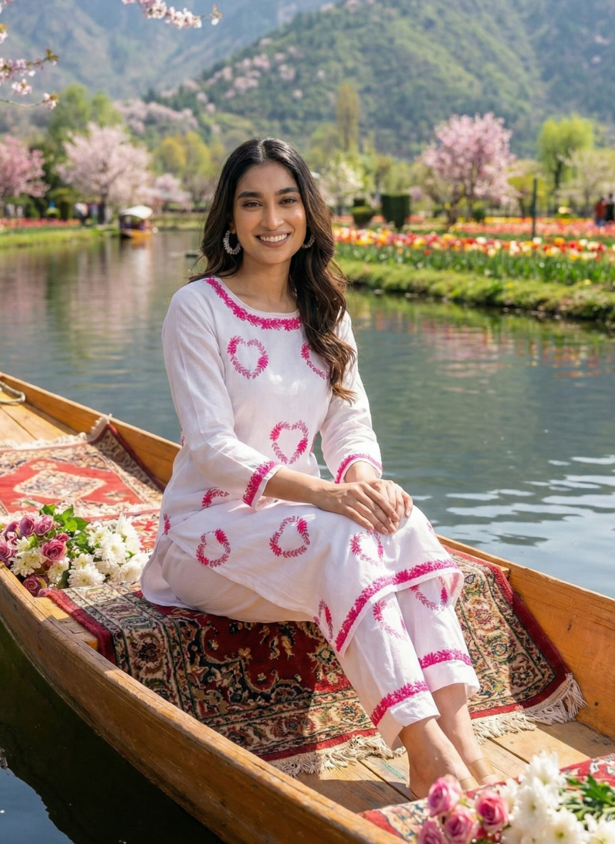 Asqra White Chikankari Cotton Coord Kurta Set