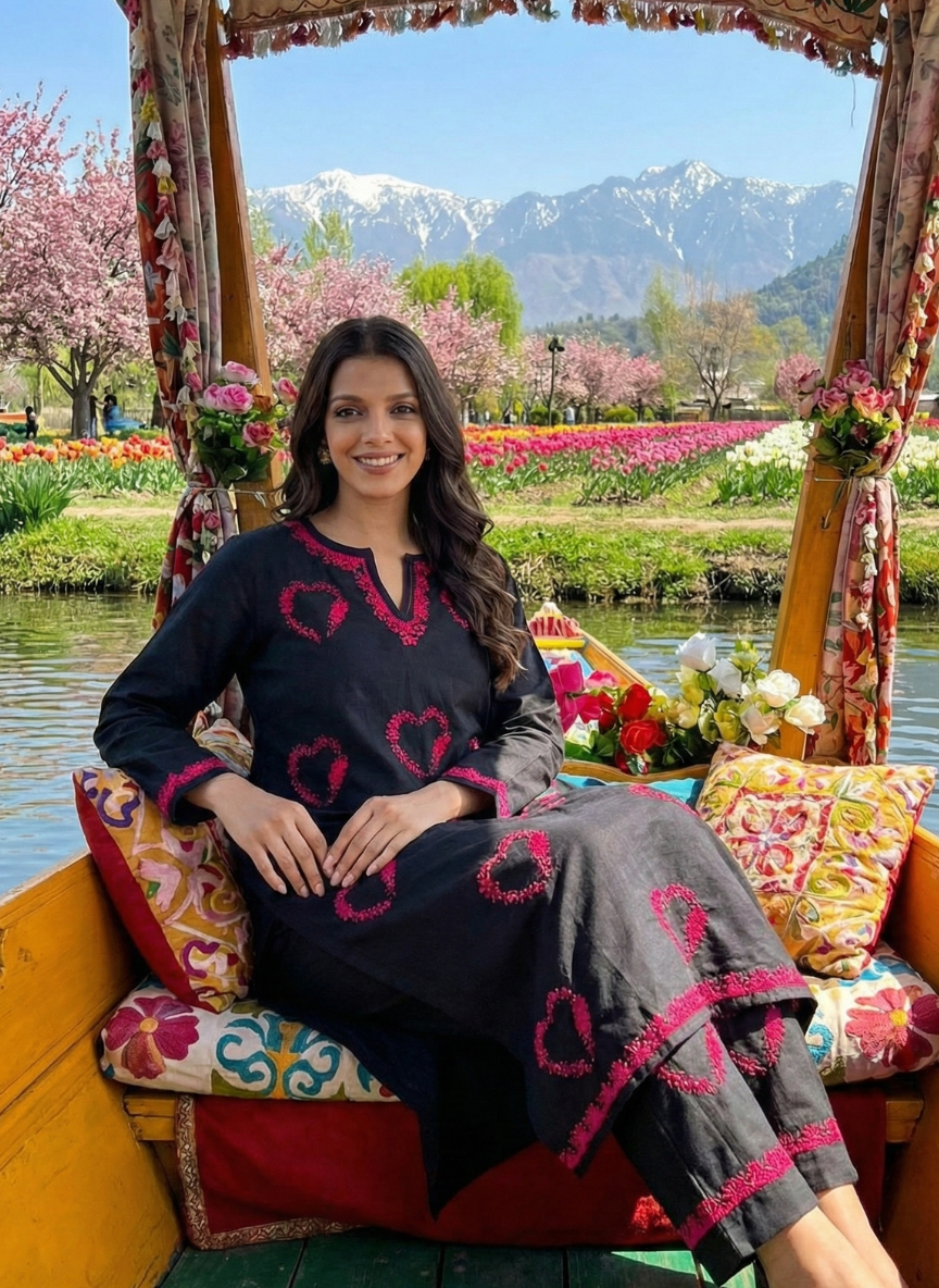 Alina Black Chikankari Cotton Coord Kurta Set