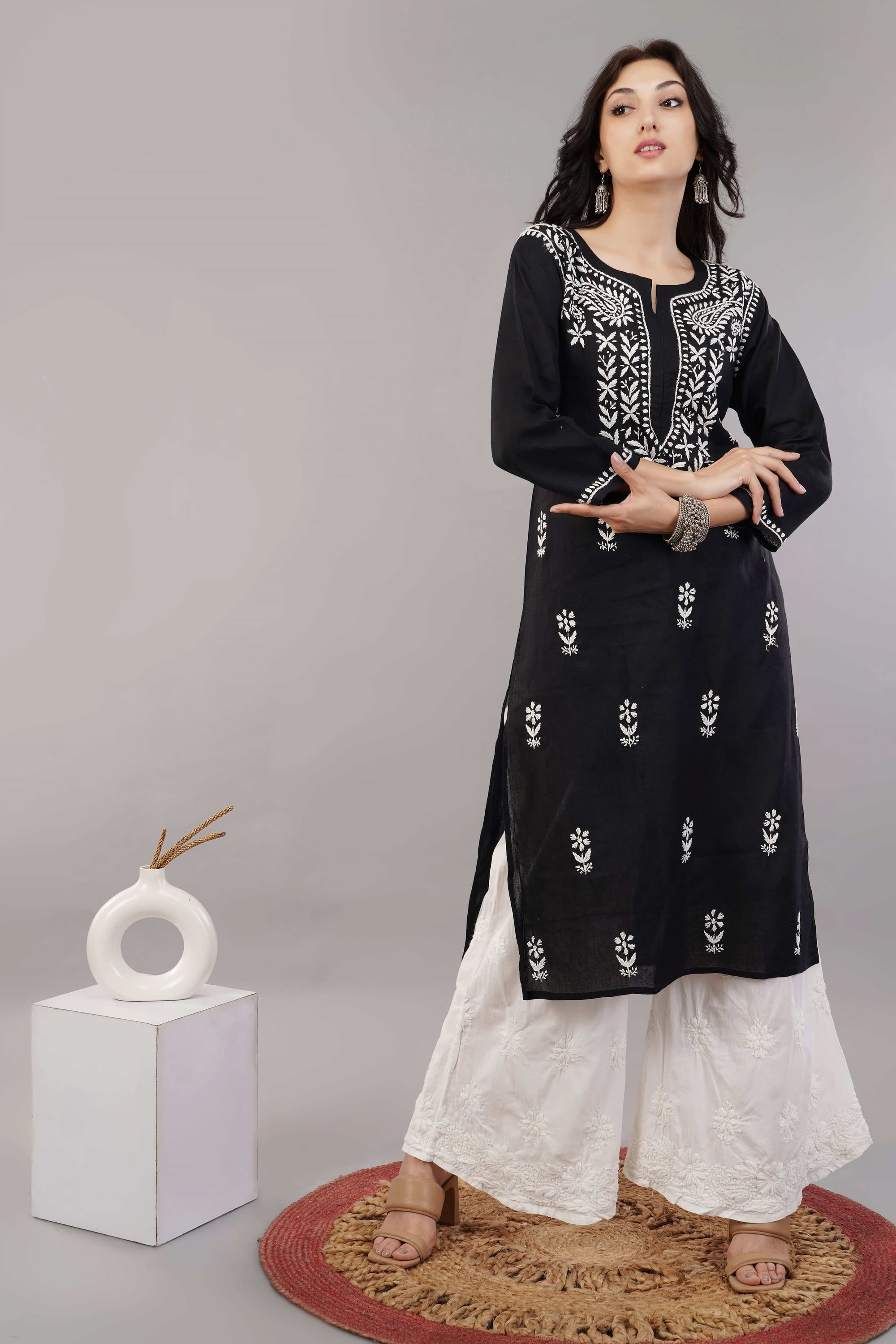 Saira_White_Chikankari_Cotton_Palazzo_shop_Namastay