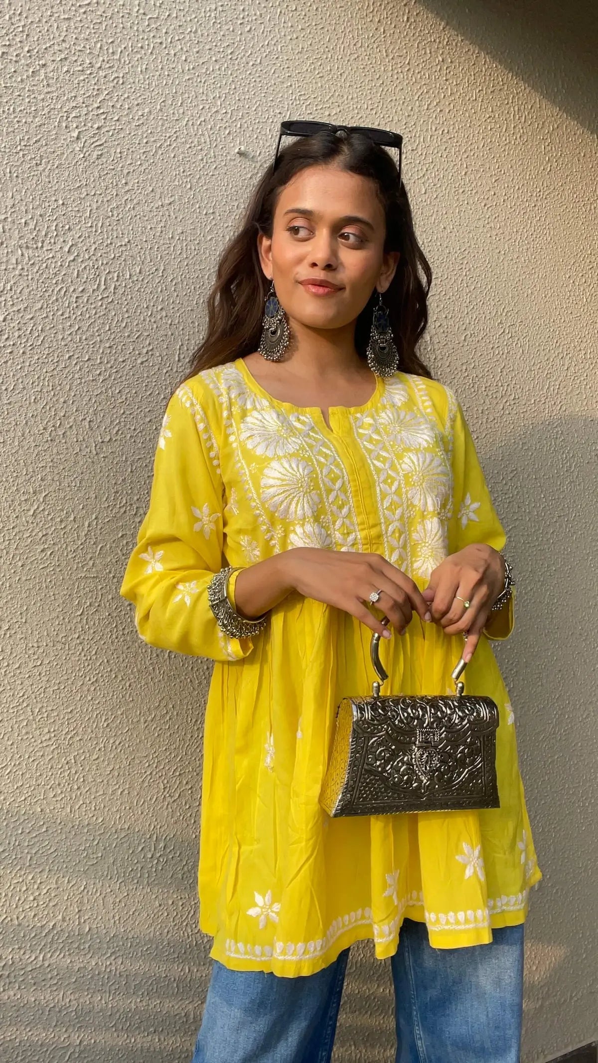 Yellow kurta sales for girl