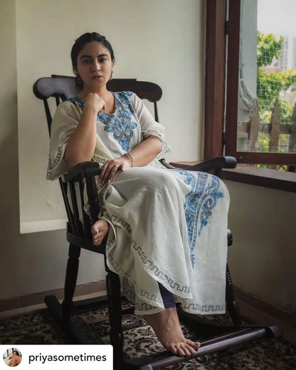ivory kashmiri embroidered kaftan long 1