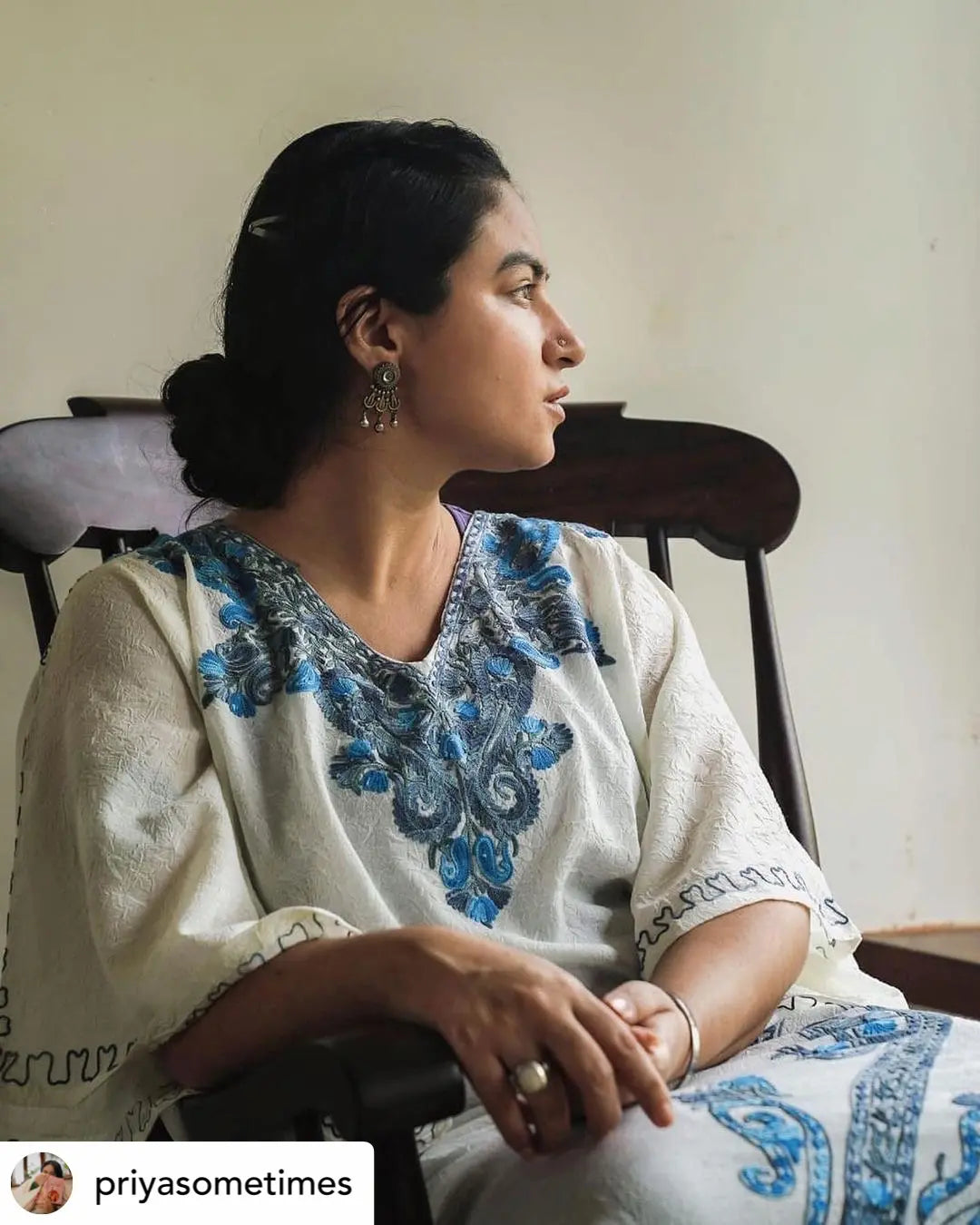 ivory kashmiri embroidered kaftan long 6