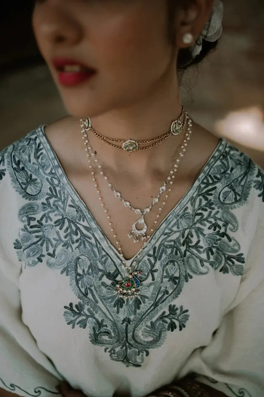 ivory kashmiri embroidered kaftan long 7