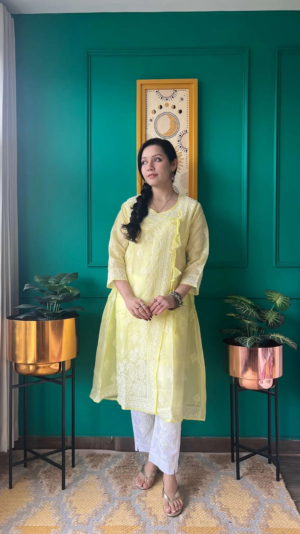Zard Aish Hand Embroidered Angrakha kurta