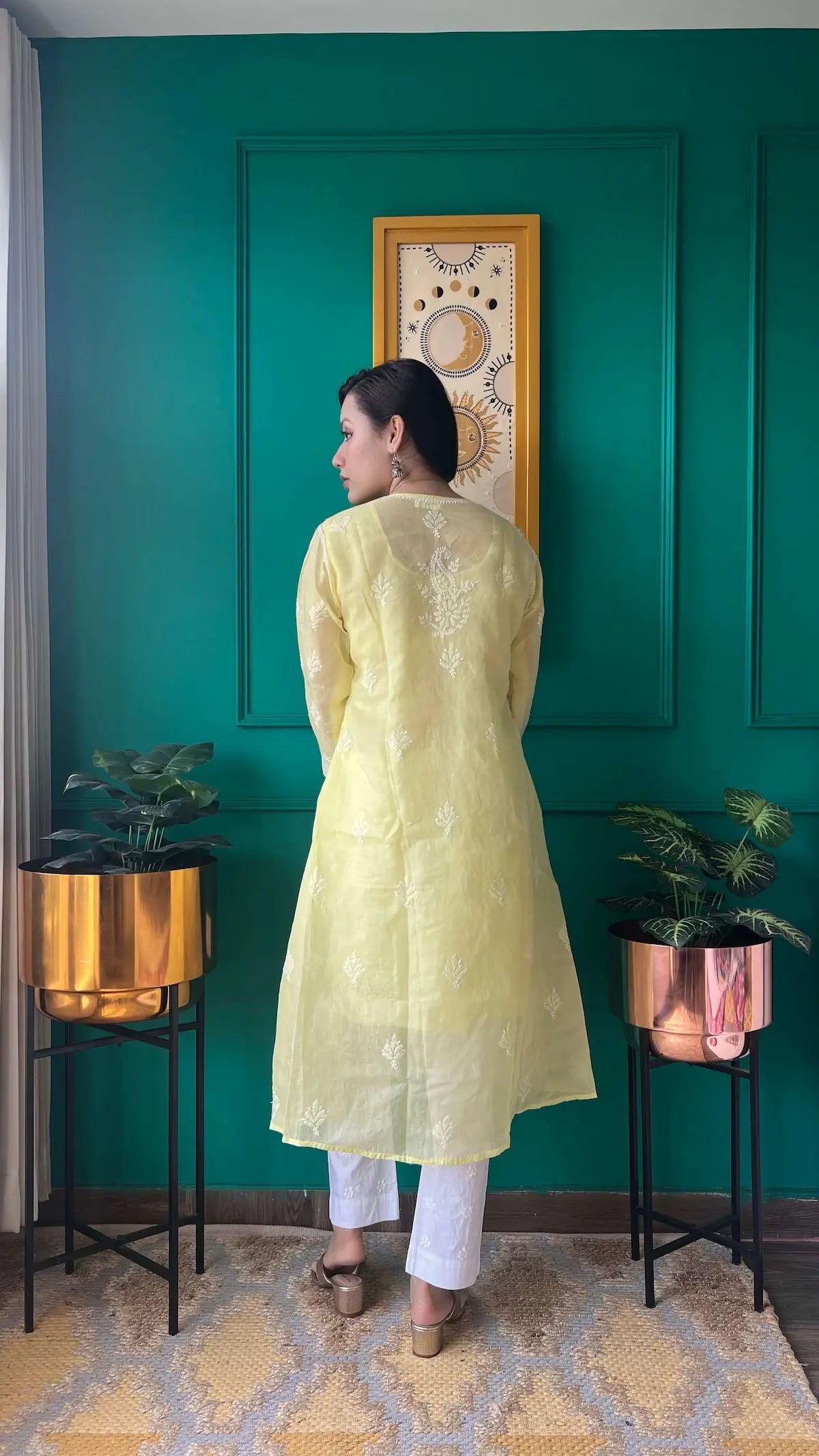 Zard Aish Hand Embroidered Angrakha Cotton kurta