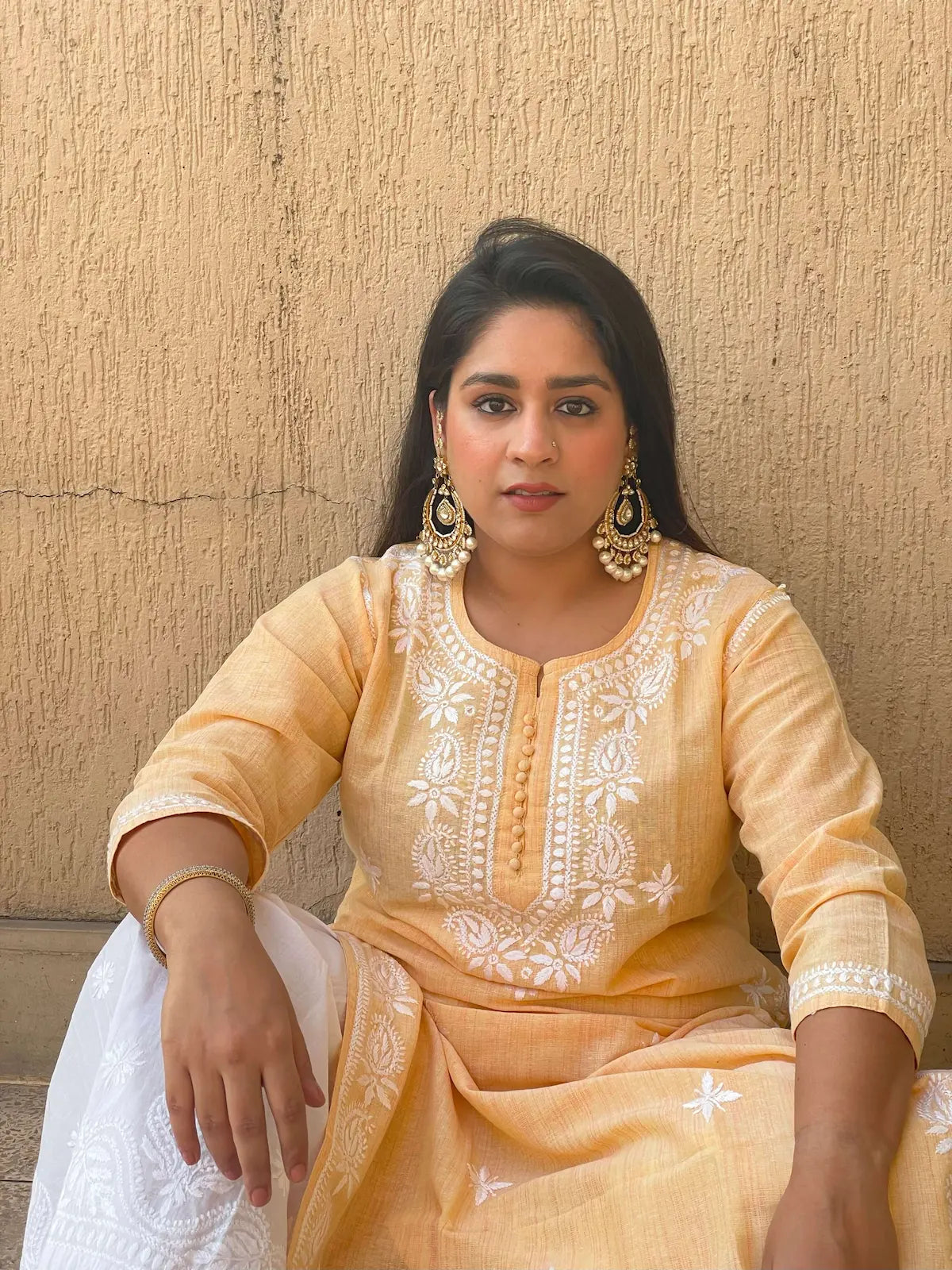 Zeenat_Light_Yellow_Hand_Embroiderd_Cotton_Kurta_shop_Namastay