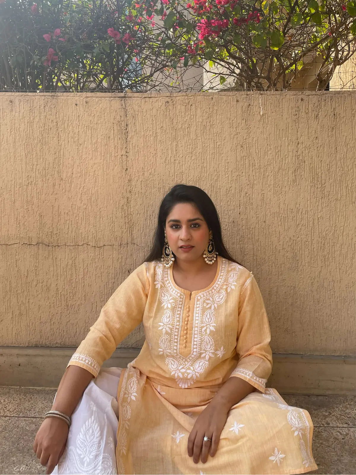 Zeenat_Light_Yellow_Hand_Embroiderd_Cotton_Kurta_shop_Namastay