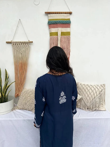 Bano Royal Blue Hand Embroidered Kurta