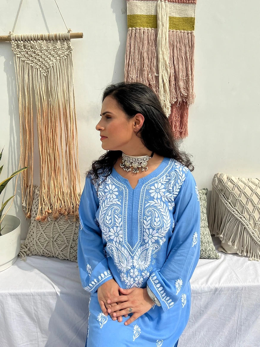 Uzma_Tranquil_Blue_Cotton_Kurta_shop_Namastay