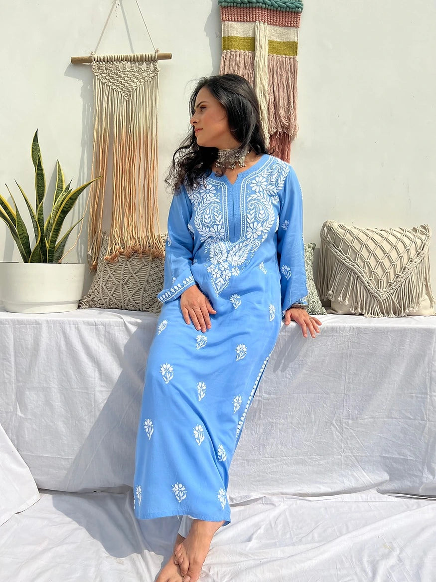 Uzma_Tranquil_Blue_Cotton_Kurta_shop_Namastay